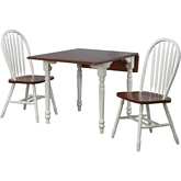 Andrews 3 Piece 48" Extension Dining Set Antique White & Brown