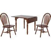 Andrews 3 Piece 48" Ext Drop Leaf Dining Set with Windsor Chair in Distressed Brown Wood