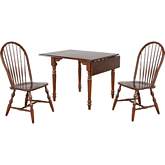 Andrews 3 Piece 48" Ext Drop Leaf Dining Set with Spindleback Chair in Distressed Brown Wood