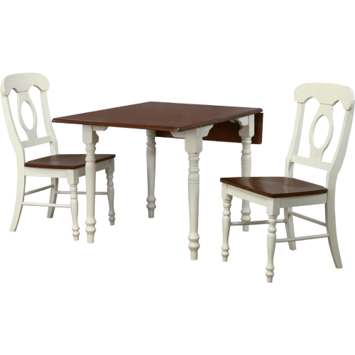 Andrews 3 Piece 48" Extension Dining Set in Antique White & Brown