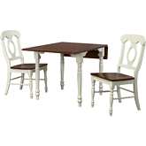 Andrews 3 Piece 48" Extension Dining Set in Antique White & Brown