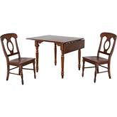 Andrews 3 Piece 48" Ext Drop Leaf Dining Set with Napoleon Chair in Distressed Brown Wood