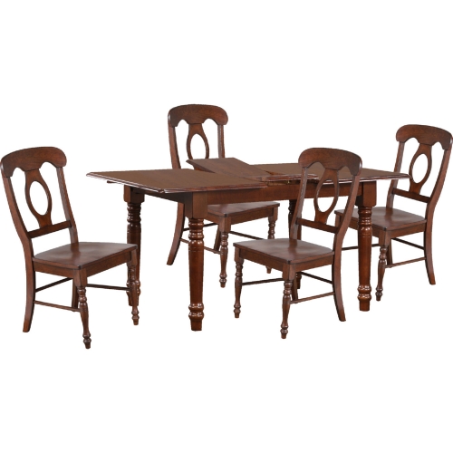 Andrews 5 Piece 60" Extension Dining Set in Brown