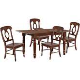 Andrews 5 Piece 60" Extension Dining Set in Brown