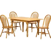 Selections 5 Piece 48" to 60" Extension Dining Set w/ Windsor Chairs in Light Oak Wood