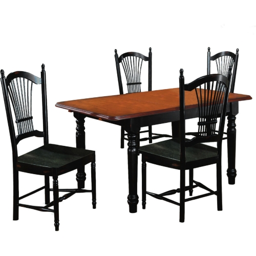 Selections 5 Piece Ext Butterfly Leaf Dining Set; Allenridge Chair in Antique Black & Distressed C