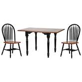 Selections 3 Piece Ext Drop Leaf Dining Set; Windsor Chair in Antique Black & Distressed Cherry Fi