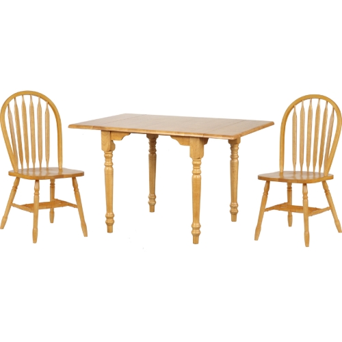 Selections 3 Piece Ext Drop Leaf Dining Set with Windsor Chair in Light Oak Finish Wood