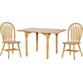 Selections 3 Piece Ext Drop Leaf Dining Set with Windsor Chair in Light Oak Finish Wood