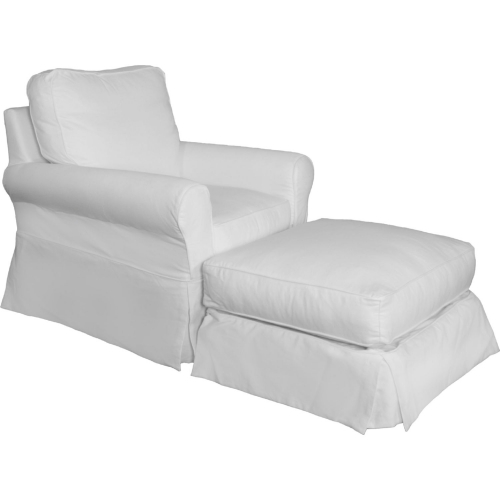 Horizon Slipcovered Swivel Rocking Chair & Ottoman in White