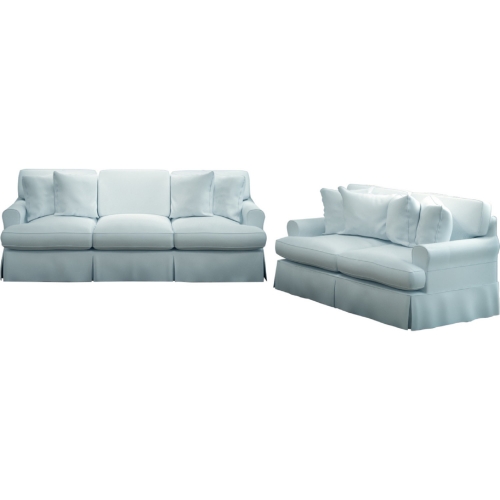 Horizon 2 Piece Slipcovered Sofa & Loveseat Set in Ocean Blue Performance Fabric