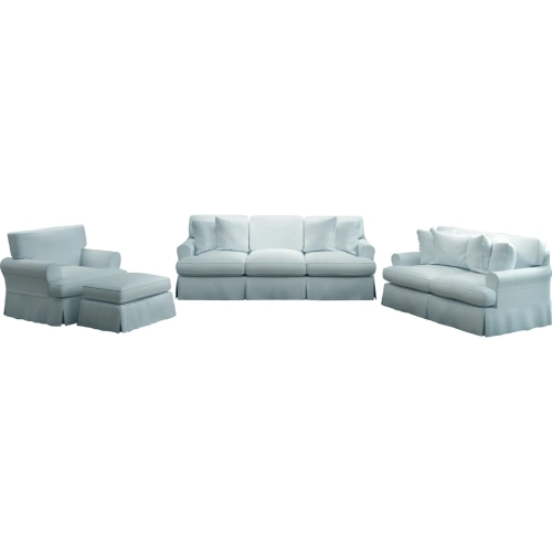 Horizon 4 Piece Slipcovered Sofa Set in Ocean Blue Performance Fabric