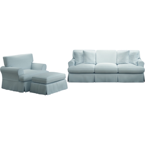Horizon 3 Piece Slipcovered Sofa Set in Ocean Blue Performance Fabric