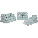 Horizon 4 Piece Slipcovered Sofa Set in Ocean Blue Fabric