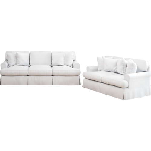 Horizon 2 Piece Slipcovered Sofa & Loveseat Set in White Performance Fabric
