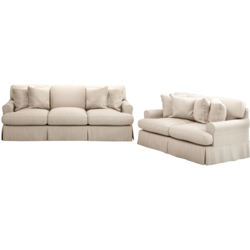 Horizon 2 Piece Slipcovered Sofa & Loveseat Set in Tan Performance Fabric