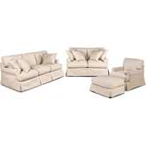 Horizon 4 Piece Slipcovered Sofa Set in Tan Fabric