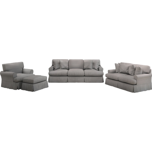 Horizon 4 Piece Slipcovered Sofa Set in Gray Performance Fabric