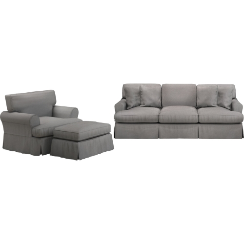 Horizon 3 Piece Slipcovered Sofa Set in Gray Performance Fabric