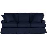 Horizon T Cushion Slipcovered Sofa in Navy Blue Fabric