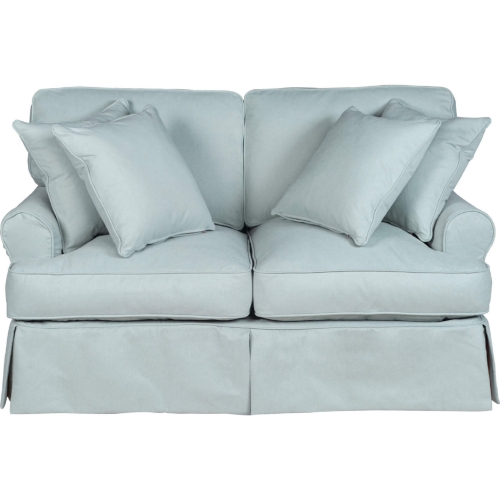Horizon T Cushion Slipcovered Loveseat in Ocean Blue Fabric