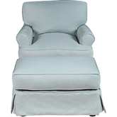 Horizon Slipcovered Set for T Cushion Accent Chair & Ottoman in Ocean Blue