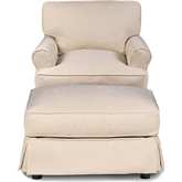 Horizon Slipcovered Set for T Cushion Accent Chair & Ottoman in Tan