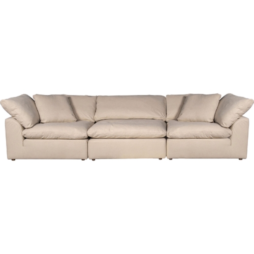 Comfy Puff 3 Piece Slipcovered Modular Sectional Sofa in Tan Performance Fabric