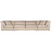 Comfy Puff 4 Piece Slipcovered Modular Sectional Sofa in Tan Performance Fabric