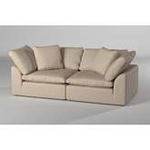 Puff 5 Piece Slipcovered U Shape Modular Sectional Sofa in Tan Performance Fabric