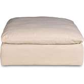 Comfy Puff Slipcovered Modular Sectional Square Ottoman in Tan Performance Fabric