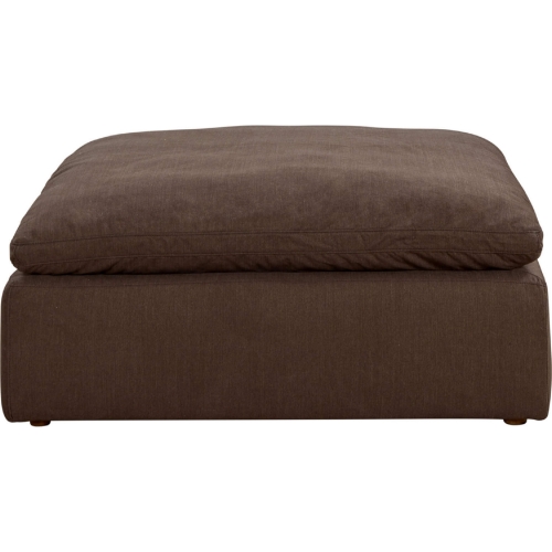 Comfy Puff Slipcovered Modular Sectional Square Ottoman in Brown Performance Fabric