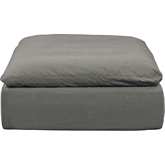 Comfy Puff Slipcovered Modular Sectional Square Ottoman in Gray Performance Fabric