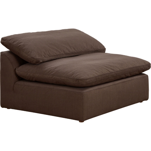 Comfy Puff Slipcovered Modular Sectional Armless Chair in Brown Performance Fabric