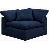 Comfy Puff Slipcovered Modular Sectional Arm Chair in Navy Blue Performance Fabric