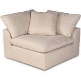 Comfy Puff Slipcovered Modular Sectional Arm Chair in Tan Performance Fabric
