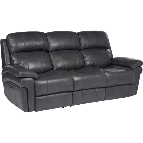 Luxe Leather Power Reclining Dual Sofa in Gray Leather