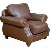 Charleston Accent Chair in Chestnut Brown Top Grain Leather