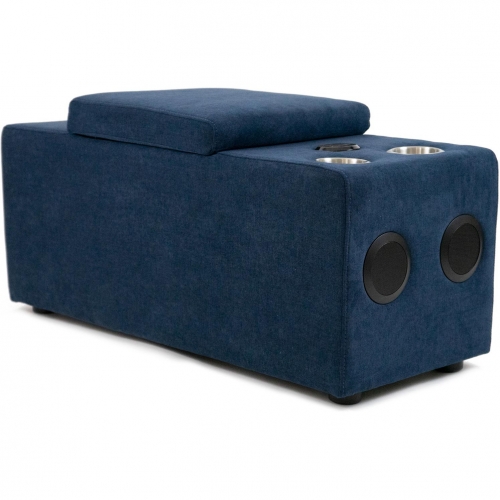 Pixie Sectional Sofa Console with Bluetooth, USB & Cupholders in Navy Blue