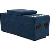 Pixie Sectional Sofa Console with Bluetooth, USB & Cupholders in Navy Blue