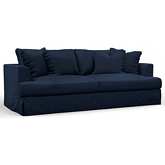 Newport Slipcovered Recessed Fin Arm 94" Sofa in Navy Blue