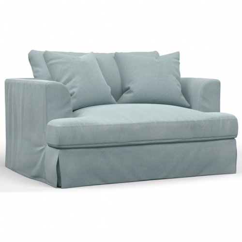 Newport Slipcovered 52" Wide Chair & a Half in Ocean Blue