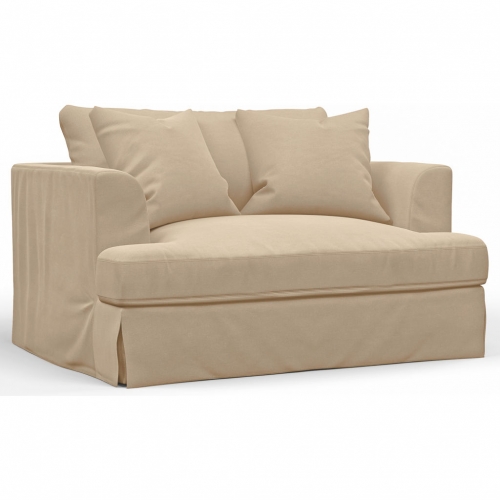 Newport Slipcovered 52" Wide Chair & a Half in Tan