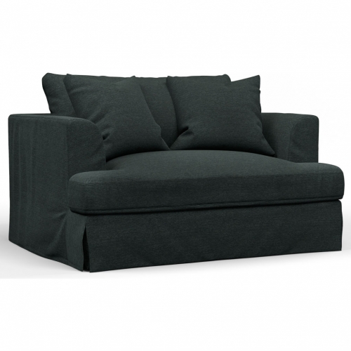 Newport Slipcovered 52" Wide Chair & a Half in Dark Gray