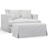 Newport Slipcover Only for Chair & A Half & Ottoman in White Performance Fabric