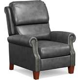Alexander Pushback Recliner in Dark Gray Leather