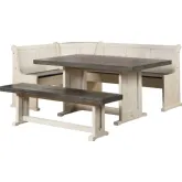 Sunny Dining Nook Table Set in Distressed Antique White & Gray Wood