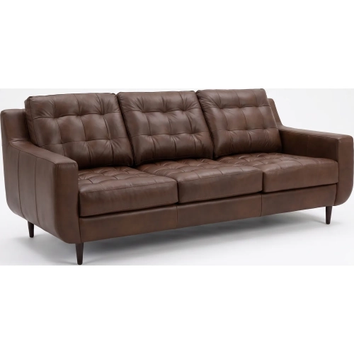 3650 Sofa in Tufted Poncho Cashew Brown Top Grain Leather