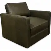 4040 Swivel Accent Chair in Olive Green Top Grain Leather