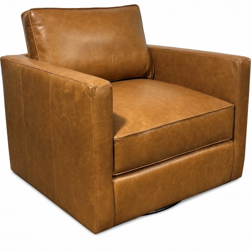 4040 Swivel Accent Chair in Chestnut Brown Top Grain Leather